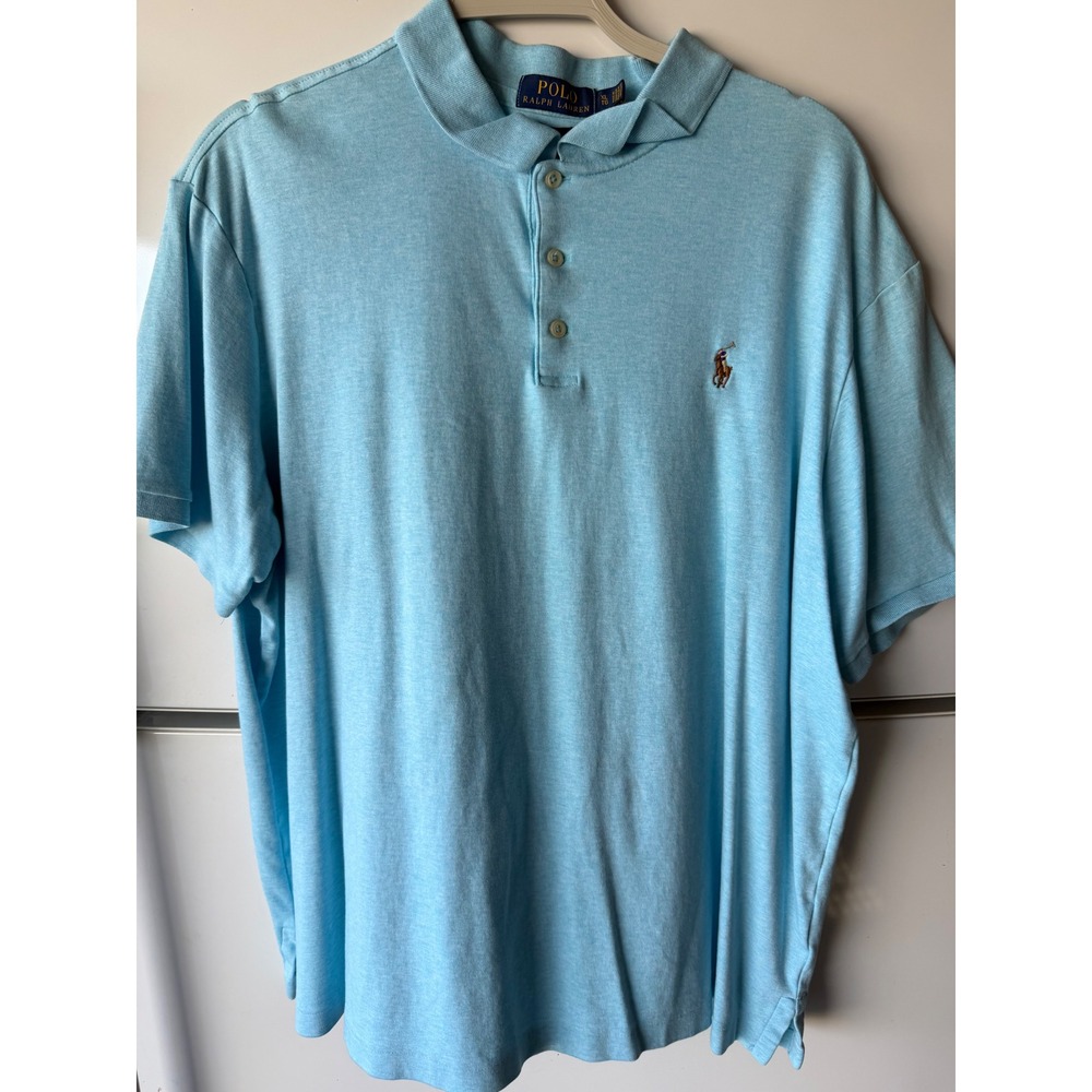 Polo Ralph Lauren Mens XL Classic Fit Short Sleeve Polo Shirt Light Blue Heather
